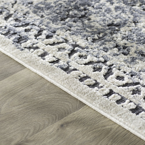 Three Posts™ Lapointe Machine Woven / Power Loomed Dark Blue/Beige/Cream Rug & Reviews Wayfair